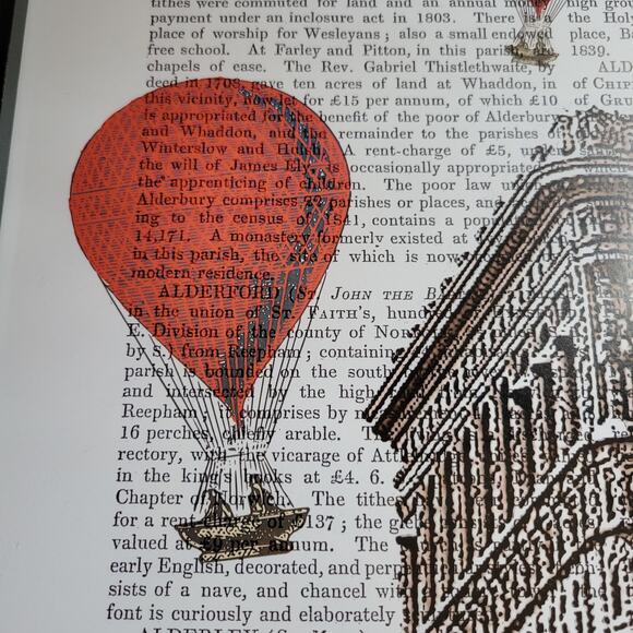 Fab Funky Flat Iron Bldg NYC Red Hot Air Balloons Dictionary Pg Signed Framed 19 - Picture 3 of 4
